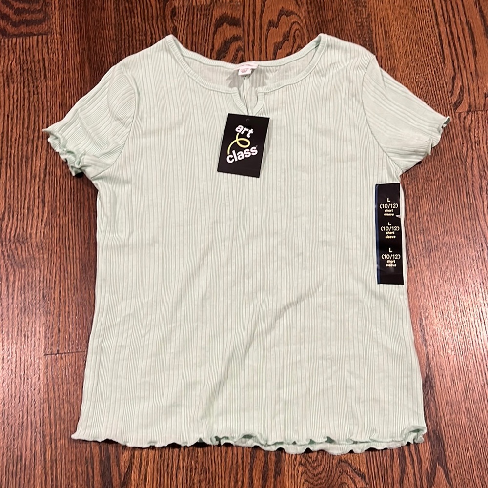 Art Class Jade ribbed tee size L (10/12) NWT